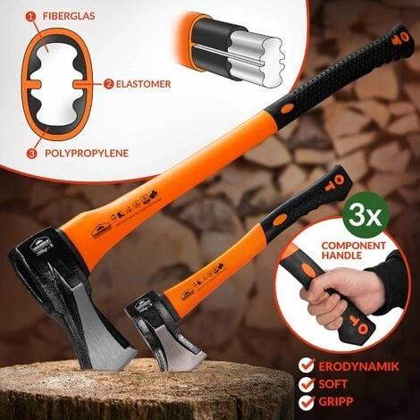 Deuba Ascia Spaccalegna Ed Accetta Set Manico Ergonomico Spaccare Legno Spacca Legna Accetta Spacco 4 Deuba Ascia Spaccalegna Ed Accetta Set Manico Ergonomico Spaccare Legno Spacca Legna Accetta Spacco - immagine 4
