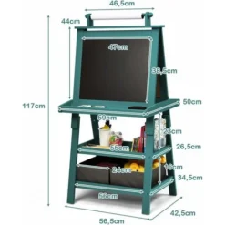 Cavalletto Per Bambini Cavalletto Per Disegno, Lavagna Bambini In Legno (Blu) -Husqvarni Negozio 20949001 5