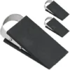 Relaxdays Cuneo Fermaporta In Set Da 3, Blocca Porte Pavimento, In Gomma E Acciaio Inox, 3 X 5 X 11,5 Cm, Nero Argento