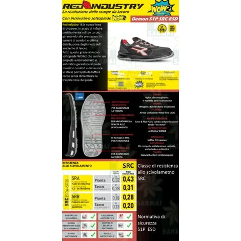Scarpe Antinfortunistica UPOWER Red Industry DEMON S1P SRC ESD U-Power N. 40 2 Scarpe Antinfortunistica UPOWER Red Industry DEMON S1P SRC ESD U-Power N. 40 - immagine 2