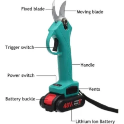 Manta Forbici Da Potatura 100-500W 30mm 110-240V Con 2 Batterie Forbici Per Rami Elettriche A Batteria 98VF 9700mAh -Husqvarni Negozio 37109568 4