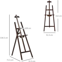 HOMCOM Cavalletto Pittura Studio Professionale Altezza E Inclinazione Regolabili In Legno - Marrone -Husqvarni Negozio 39507159 3