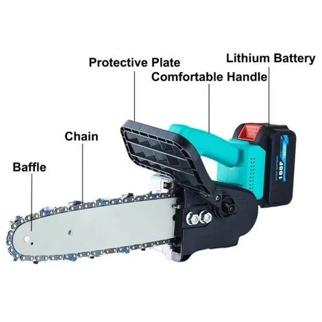 Trade Shop - Motosega Elettrica A Batterie A Litio 21v Da 12 Per Potatura Rami Alberi Piante 4 Trade Shop - Motosega Elettrica A Batterie A Litio 21v Da 12 Per Potatura Rami Alberi Piante - immagine 4