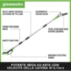 Greenworks Batteria Tall Probe G24PS20K2 Li-Ion 24V, 20 Cm Lunghezza Spada, 6.7m/s Velocità Della Catena, 280 Cm Barra In Alluminio, 3 Pezzi, Inclusa Batteria 2Ah E Caricabatterie