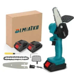 Mini Motosega Elettrica A Batteria 2400W 18V 4'' 2 Batterie 18V Blu