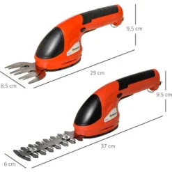 Outsunny Cesoia Sfoltirami 2 In 1 Con Batteria 3.6V Ricaricabile, Tagliaerba E Decespugliatore Senza Fili Da Giardino Con 2 Lame - Rosso -Husqvarni Negozio 48382001 3