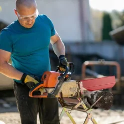 Relaxdays Cavalletto Taglialegna Con Supporto Motosega, Tagliare Legno, Misurazione, Pieghegvole, Max. 120 Kg, Dorato -Husqvarni Negozio 55773678 3