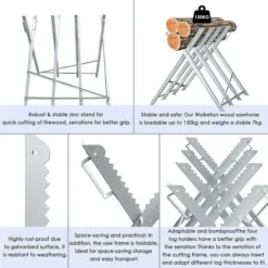 Hengda Cavalletto In Acciaio Zincato - Con Denti Da 150kg - Pieghevole 4 Cavalletti -Husqvarni Negozio 65644590 3