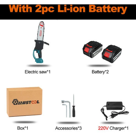10'' 1500W Motosega A Batteria Con 2 Batterie Sega A Catena Elettrica Sega A Mano Singola Con Caricabatteria 5 10'' 1500W Motosega A Batteria Con 2 Batterie Sega A Catena Elettrica Sega A Mano Singola Con Caricabatteria - immagine 5