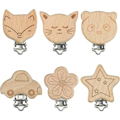 Kit Di Clip Per Ciuccio In Legno Da 6 Pezzi, Supporto Per Clip Per Ciuccio Carino, Clip Per Ciuccio Fai Da Te 1 Kit Di Clip Per Ciuccio In Legno Da 6 Pezzi, Supporto Per Clip Per Ciuccio Carino, Clip Per Ciuccio Fai Da Te