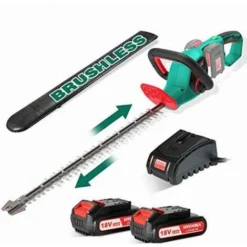 Tagliasiepi Elettrico Brushless 36V HYCHIKA, 2 2.0 Ah Batteria, Tagliasiepi A Batteria, 60cm Lama Con Coprilama, 26mm Diametro, Design A 2 Lame, Maniglia Girevole, Per Rifilatura In Parco, Giardino