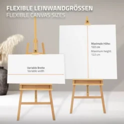 Cavalletto Treppiedi Per Pittura Disegno Arte Stand Regolabile 162-240 Cm Legno -Husqvarni Negozio 80247568 4