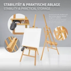 Cavalletto Treppiedi Per Pittura Disegno Arte Stand Regolabile 162-240 Cm Legno -Husqvarni Negozio 80247568 5