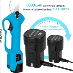 Cesoie Per Potatura Elettriche Professionali, 2 Batterie Ricaricabili Al Litio Da 2000 MAh, Diametro Di Taglio Da 25 Mm (0,98 Pollici), Per Alberi Da Giardinaggio, 6-8 Ore Di Lavoro -Husqvarni Negozio 81371323 3