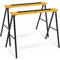 GOPLUS Set Di 2 Cavalletti Pieghevoli Da Lavoro, In Metallo, Cavalletto Da Lavoro Portatile E Leggero, Carico Fino A 125 +125 Kg