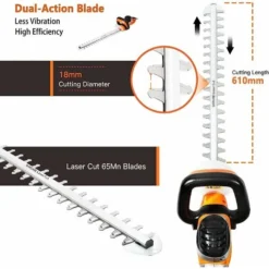 GACARE Tagliasiepi Elettrico Professionale 600W,Lunghezza Lama: 610 Mm/24 Inch -Husqvarni Negozio 92186528 4