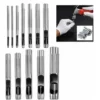Trade Shop - Set 12 Fustelle Punzoni In Acciaio Per Cuoio Lamiere Stoffa Pelle Legno 3-19 Mm